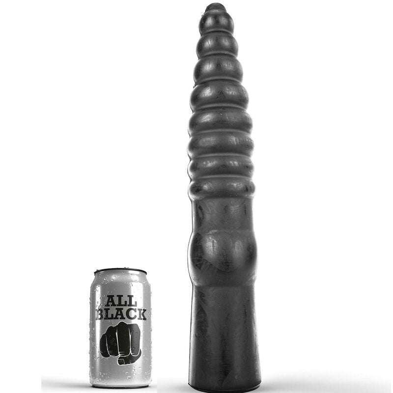 All Black - Plug Fisting Conique et Nervuré - 33 cm