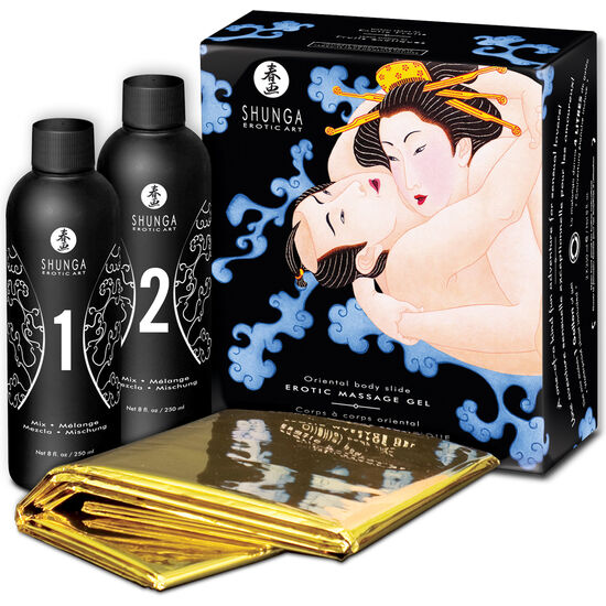 Shunga - Gelée et drap de massage érotique Fruits Exotiques