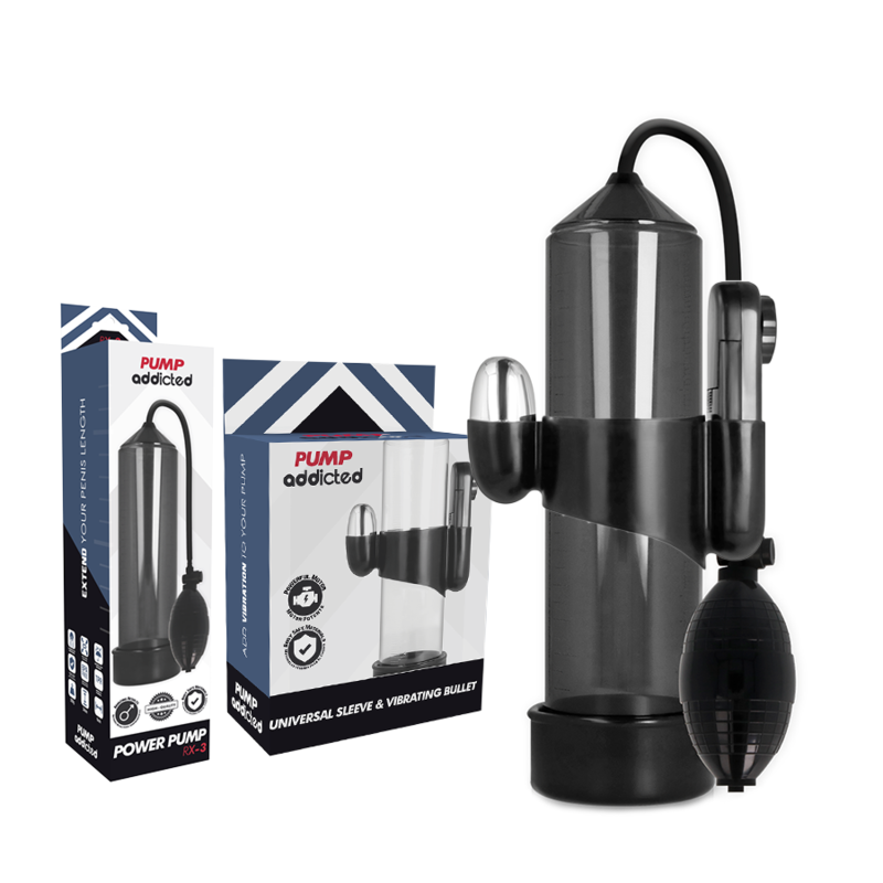 Pompe à pénis vibrante RX3 noire - Pump Addicted - PUMP ADDICTED