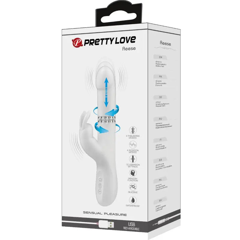 Pretty Love – Vibromasseur Rabbit Va et Vient 12 Modes de Vibration Blanc