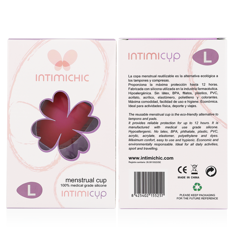 Intimichic Coupe menstruelle en silicone médicale Taille L
