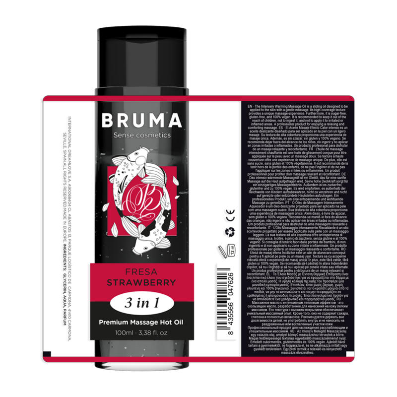 Huile Massage Chauffante Premium Fraise 3en1 100ml - Bruma