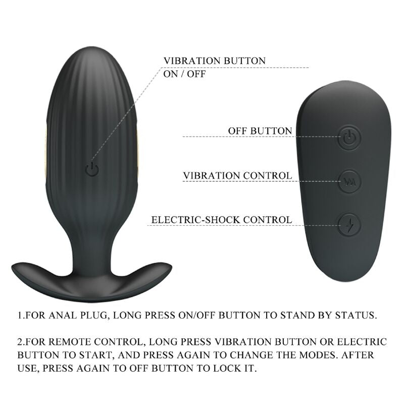 Plug Anal Vibrant Kelly Électrostimulation Noir - Pretty Love