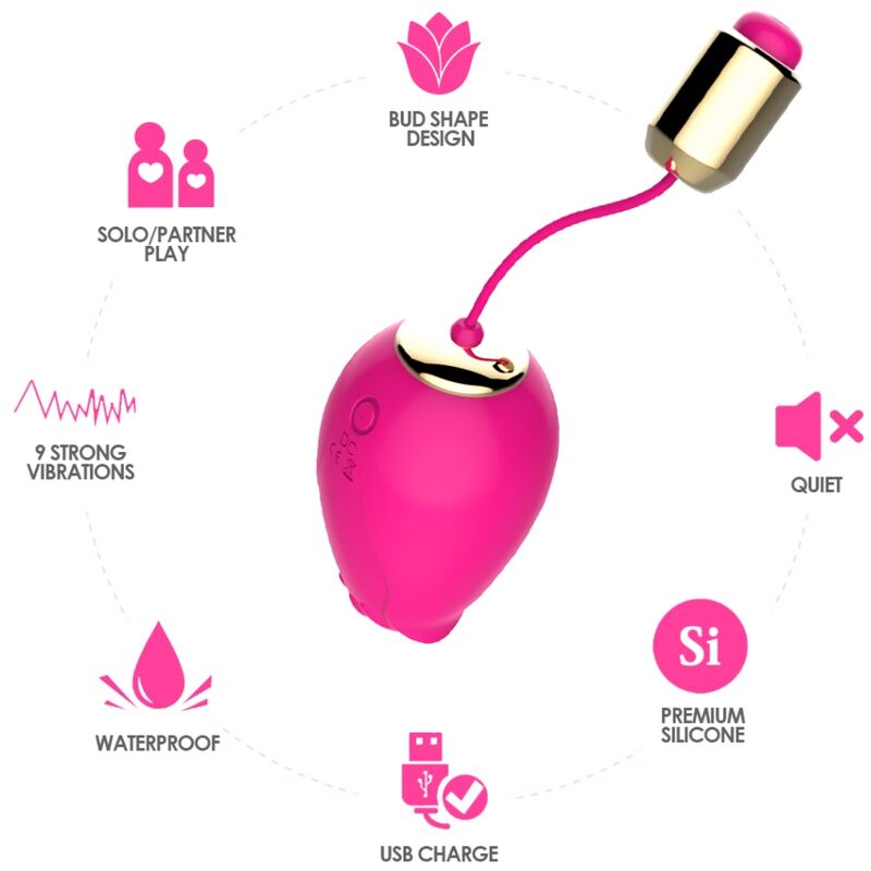 Armony - Œuf vibrant Télécommande en Silicone - Fuchsia