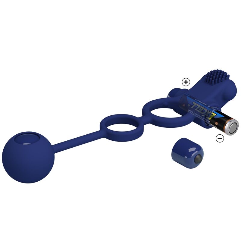 Anneau Pénien Vibrant Remington Double Stimulation Bleu - Pretty Love