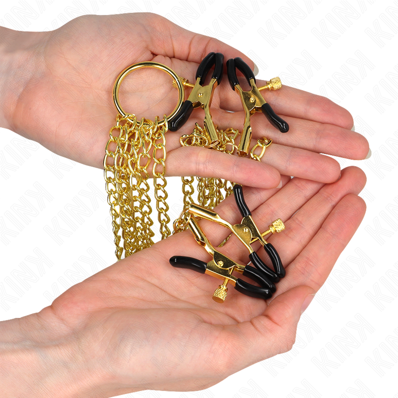 KINK – 4 pinces réglables pour tétons et clitoris finition dorée