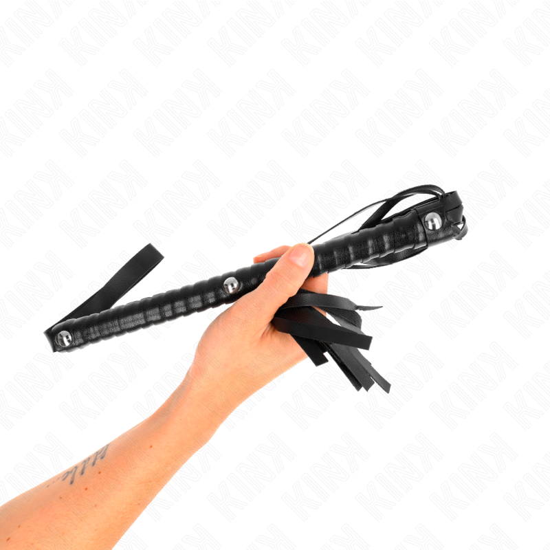 KINK - Fouet BDSM Noir avec Manche Texturé - 48,5 cm