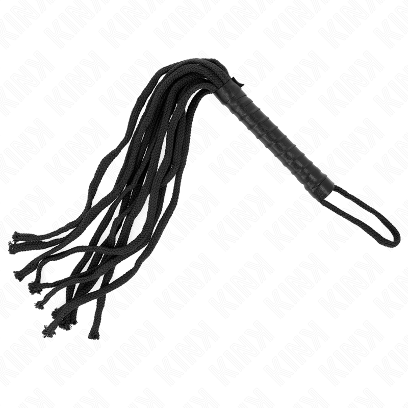 KINK - Mini Fouet BDSM avec Corde Noir - 56 cm