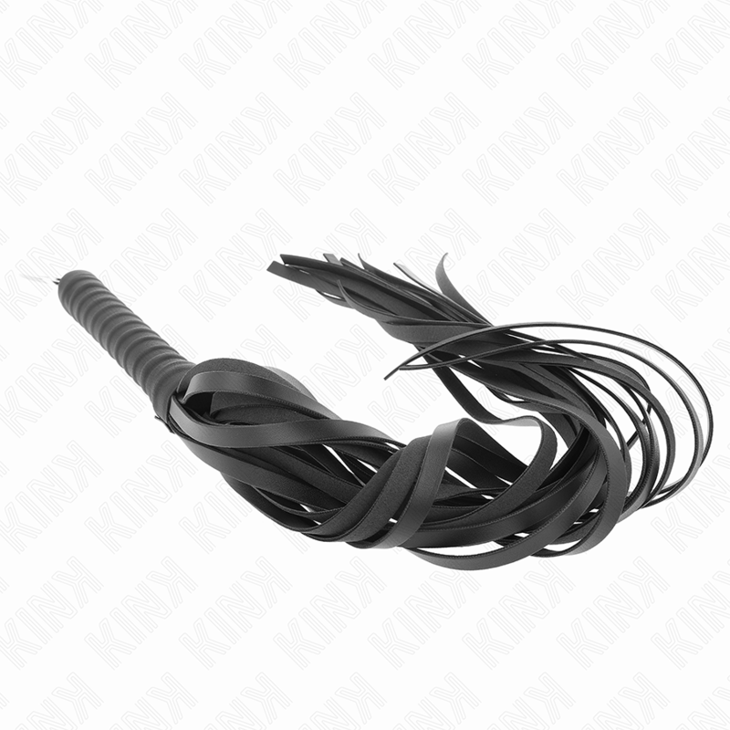 KINK - Fouet BDSM Noir avec Poignée Anneau - 65 cm