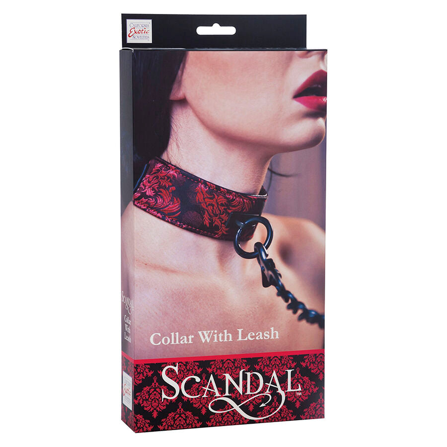 Collier BDSM Scandal avec Laisse Noir et Rouge - CalExotics