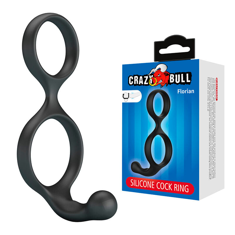 Double Anneau Pénien et Testiculaire Noir Florian - Crazy Bull