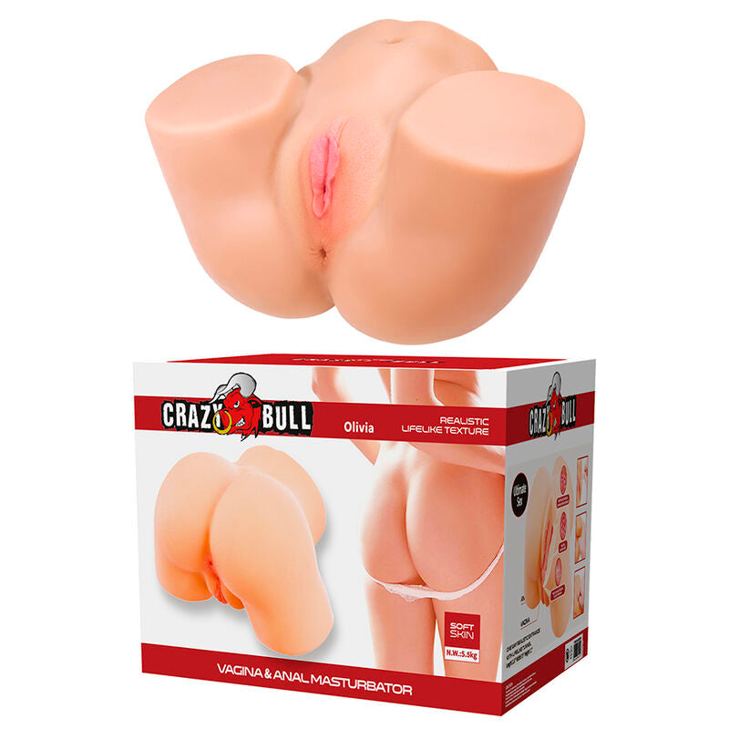 Double Masturbateur Vibrant Vaginal et Anal Flesh - Crazy Bull