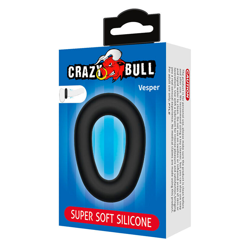 Anneau Pénien Vesper en Silicone Ultra Doux Noir - Crazy Bull