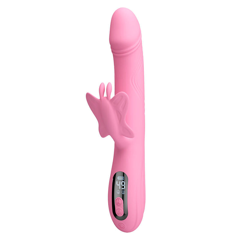 Vibromasseur Rabbit Bella avec Stimulateur Papillon et LED Rose - Pretty Love