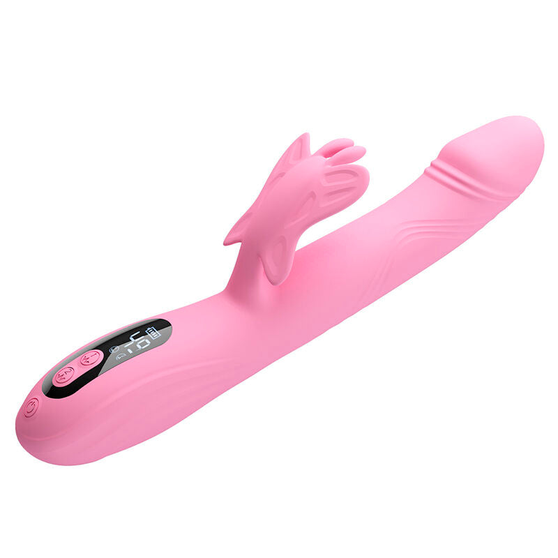 Vibromasseur Rabbit Bella avec Stimulateur Papillon et LED Rose - Pretty Love