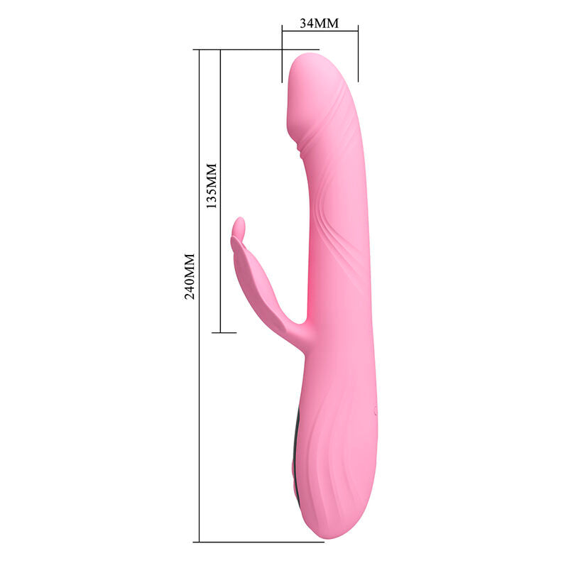 Vibromasseur Rabbit Bella avec Stimulateur Papillon et LED Rose - Pretty Love