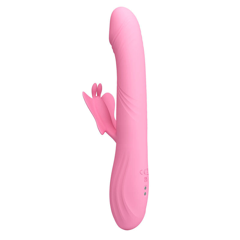 Vibromasseur Rabbit Bella avec Stimulateur Papillon et LED Rose - Pretty Love