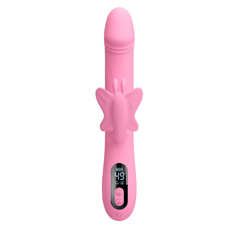 Vibromasseur Rabbit Bella avec Stimulateur Papillon et LED Rose - Pretty Love