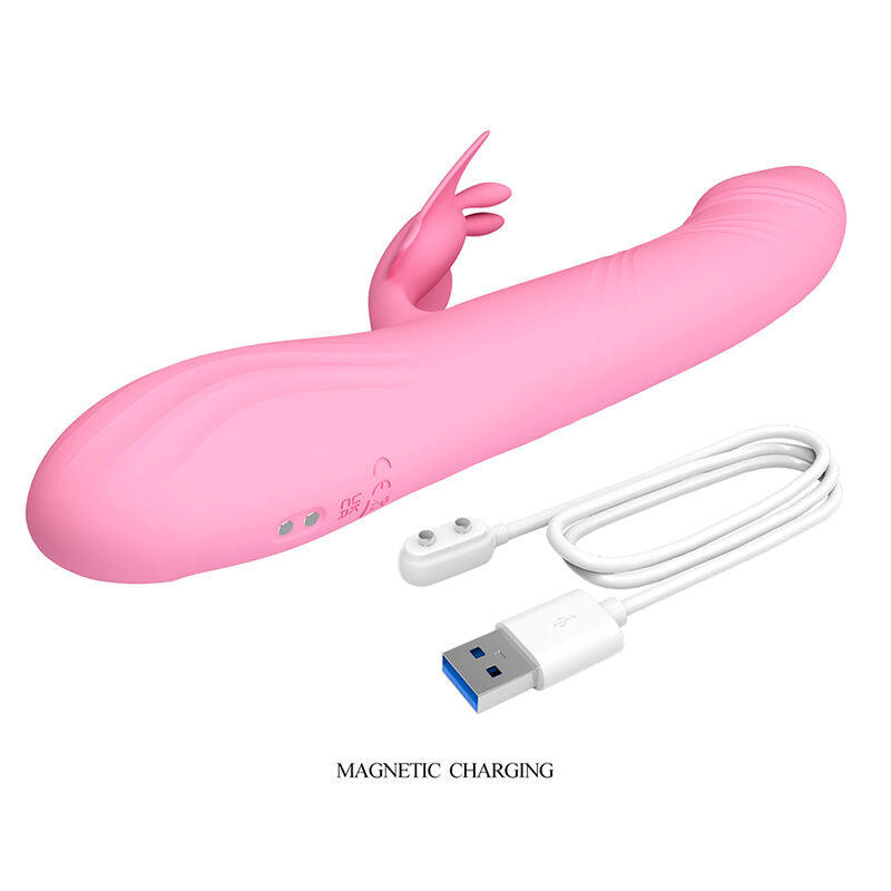 Vibromasseur Rabbit Bella avec Stimulateur Papillon et LED Rose - Pretty Love