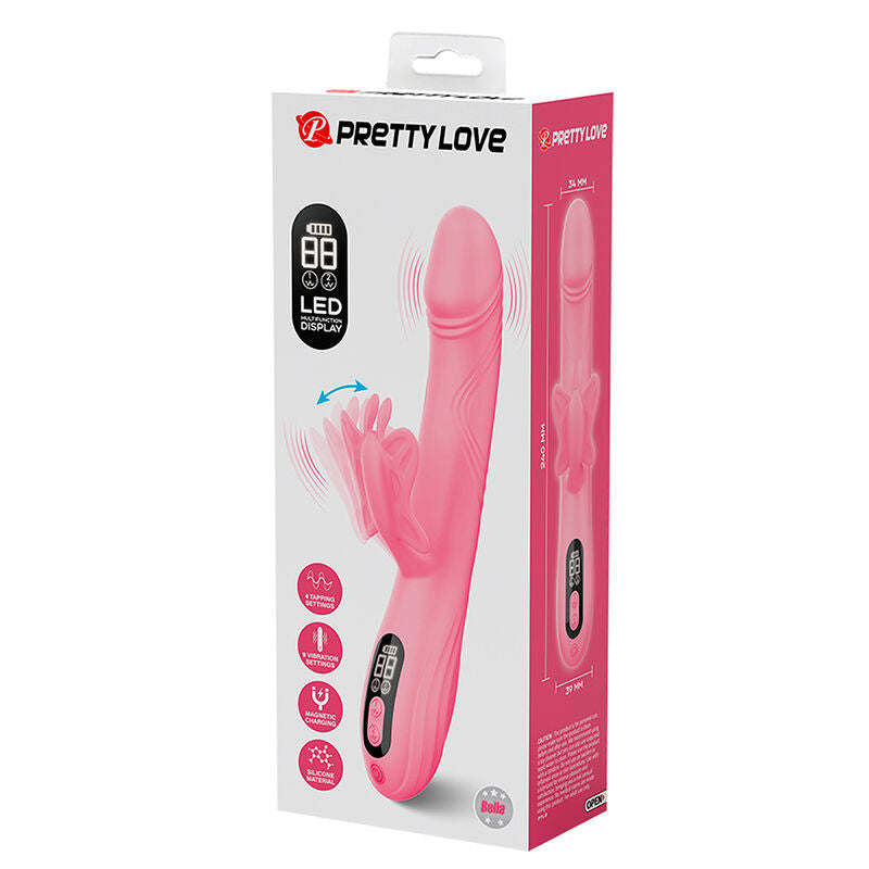 Vibromasseur Rabbit Bella avec Stimulateur Papillon et LED Rose - Pretty Love