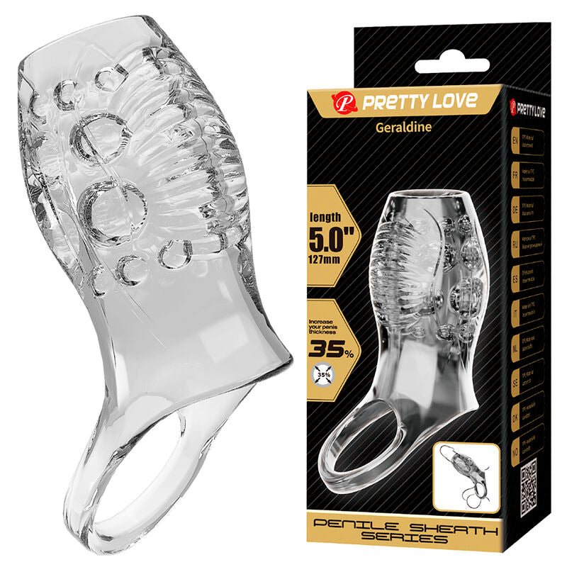Manchon Extenseur Pénien Texturé Transparent - Pretty Love