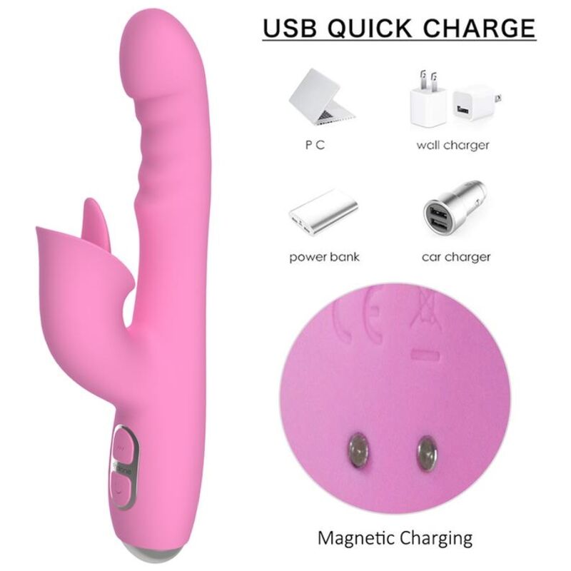 Vibromasseur Lapin Magic Stick Rechargeable Rose - Nalone