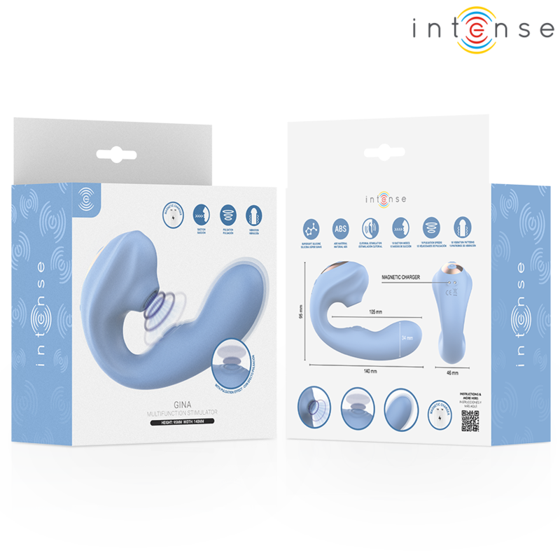 Stimulateur Clitoridien Multifonction Gina 3-en-1 Bleu - Intense