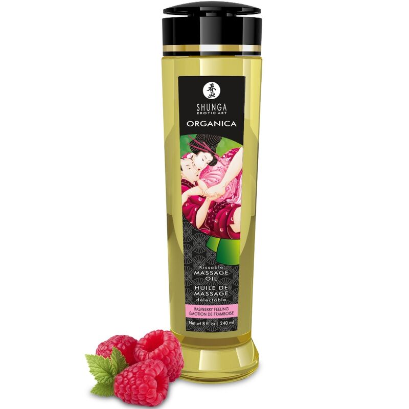 Huile de Massage Bio à la Framboise 240 ml - Shunga