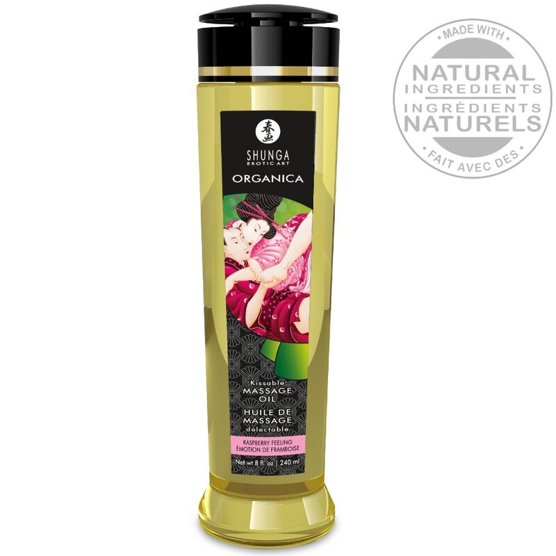 Huile de Massage Bio à la Framboise 240 ml - Shunga