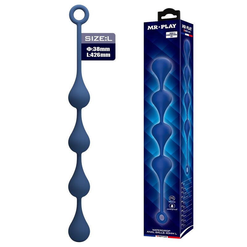 Perles Anales en Silicone Bleues Taille L - MR PLAY