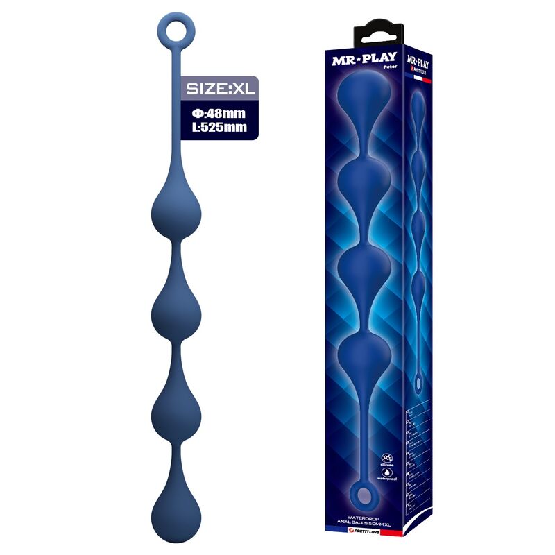 Perles Anales Silicone Bleu XL 52,5 cm - MR Play