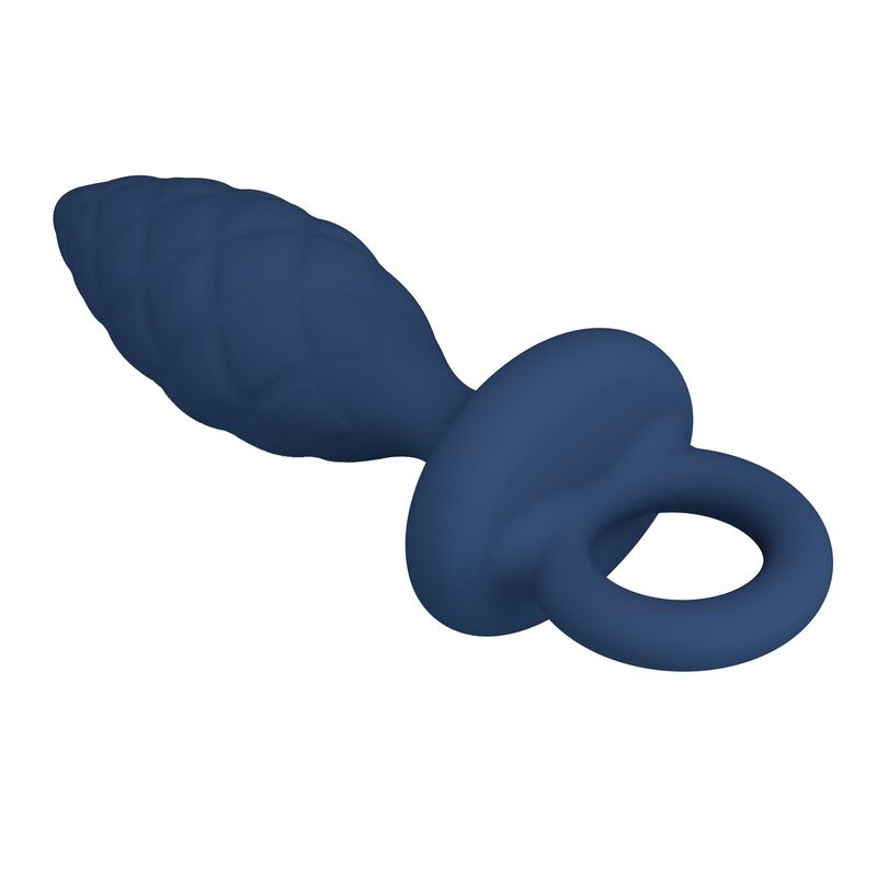 Plug Anal Texturé Anneau Bleu Taille M - MR PLAY