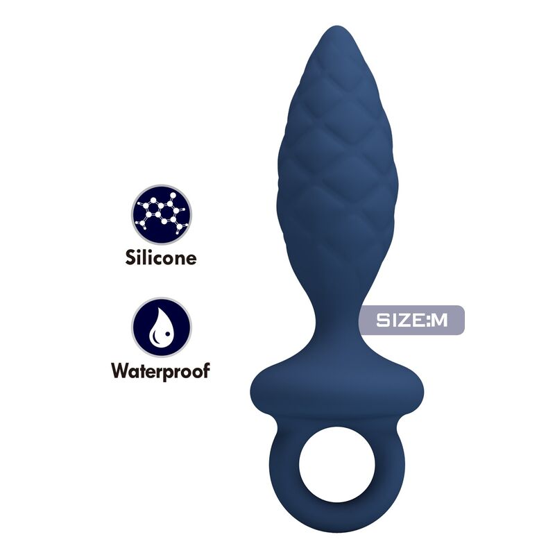 Plug Anal Texturé Anneau Bleu Taille M - MR PLAY