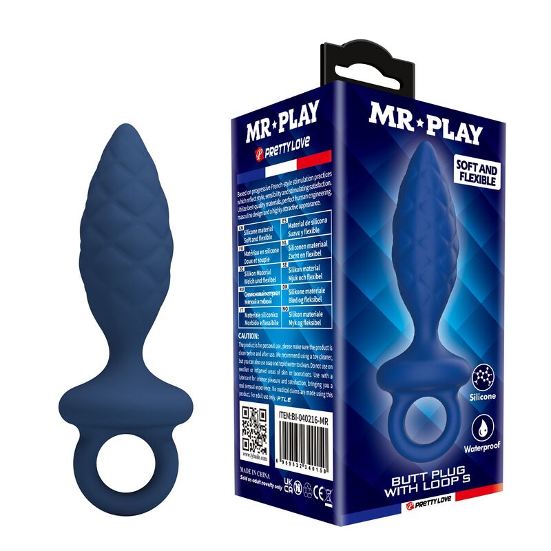 Plug Anal Texturé Anneau Bleu Taille S - MR PLAY