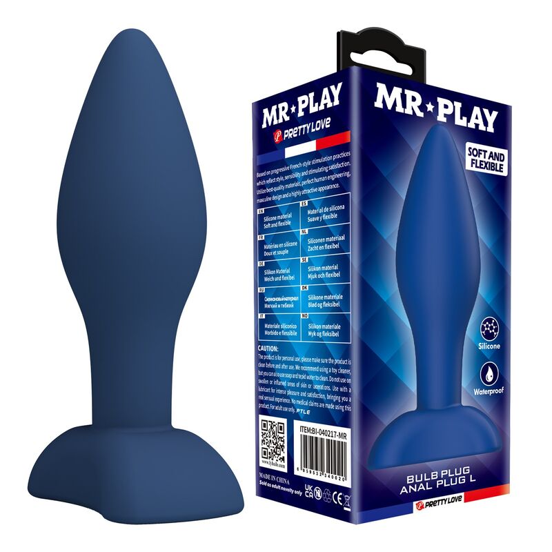 Plug Anal Conique Silicone Bleu Taille L - MR PLAY