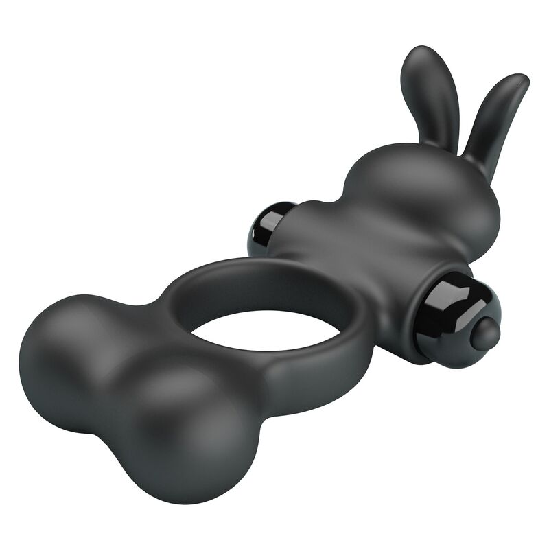 Anneau Vibrant Stimulateur Lapin 10 Fonctions Noir - Pretty Love