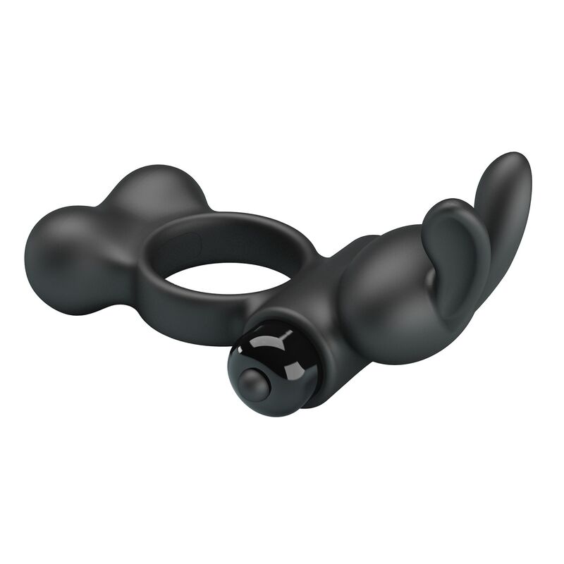 Anneau Vibrant Stimulateur Lapin 10 Fonctions Noir - Pretty Love