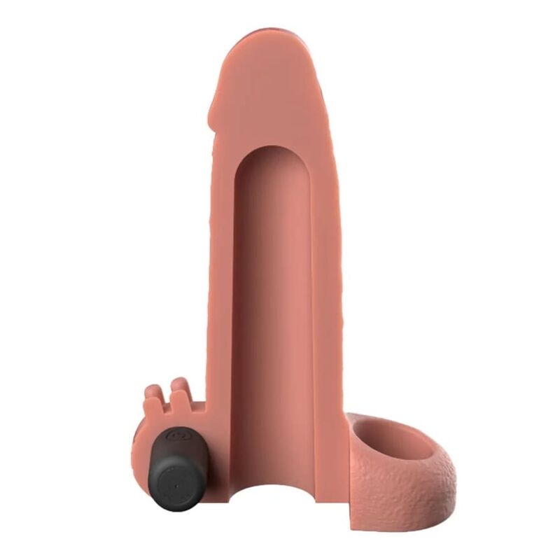 Manchon Extension Pénienne Vibrant 5 cm Beige - Fantasy X-Tensions