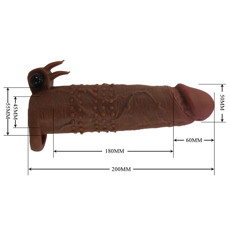 Manchon Vibrant Pénis Quillon 20cm Ø4cm Marron - Pretty Love