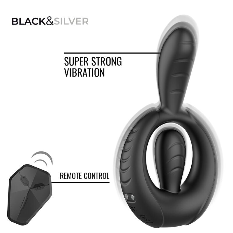 Anneau Vibrant Rechargeable Deckard Télécommande Noir - Black & Silver