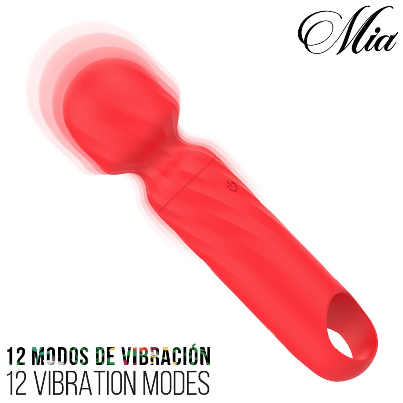Mini Masseur Wand Rouge 12 Modes Rechargeable USB - Mia