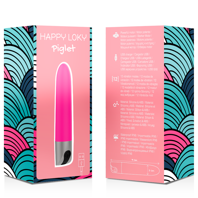 Mini Vibromasseur Piglet Rechargeable USB Rose 12 Modes - Happy Loky