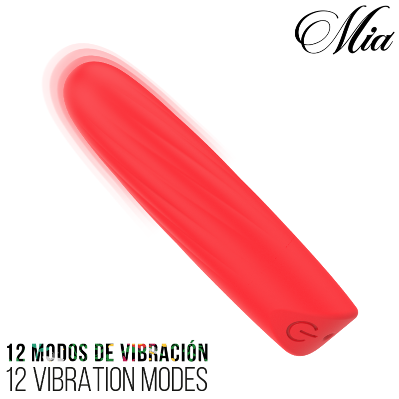 Mini Vibromasseur Rechargeable USB Rouge 12 Modes - Mia