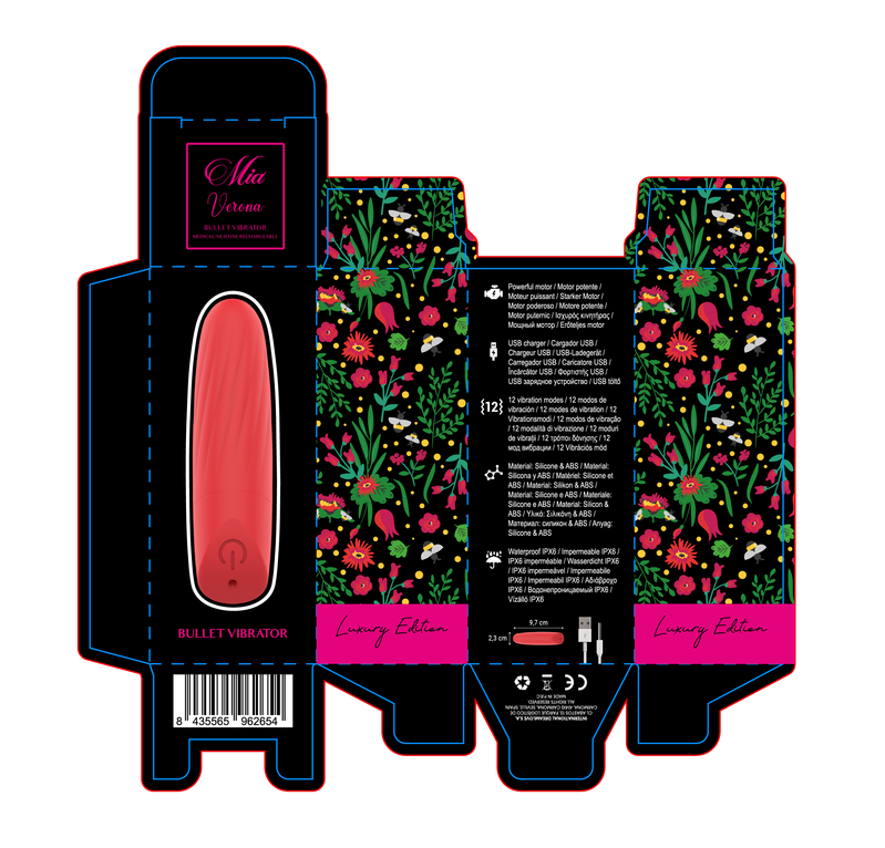 Mini Vibromasseur Rechargeable USB Rouge 12 Modes - Mia