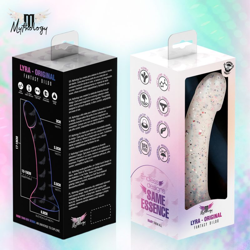Gode Lyra 5 en Silicone Transparent Moucheté 17 cm - Mythology