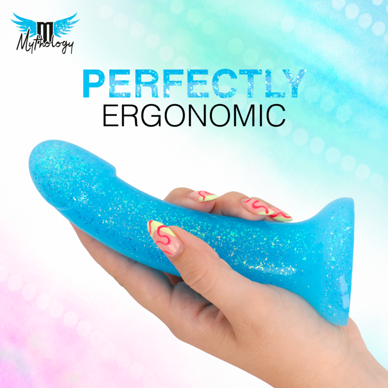 Gode Dildo Lyra 8 Silicone 17 cm Bleu Clair Moucheté - Mythology