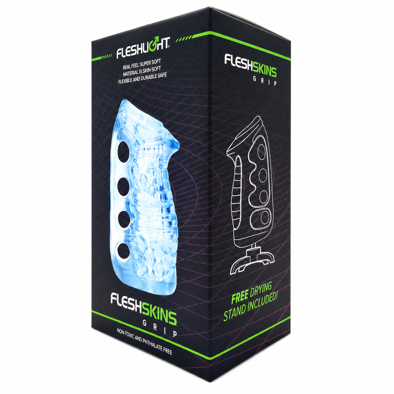 Masturbateur Manuel FleshSkins Grip Blue Ice Translucide - Fleshlight