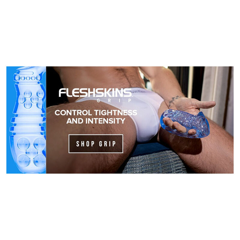 Masturbateur Manuel FleshSkins Grip Blue Ice Translucide - Fleshlight