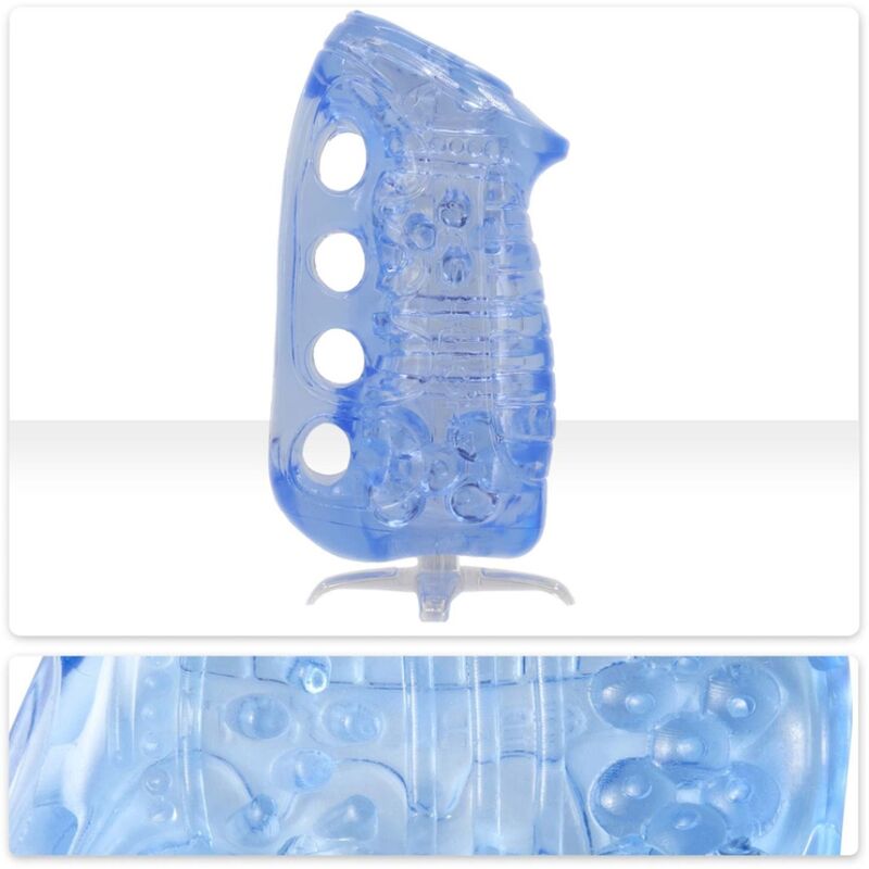 Masturbateur Manuel FleshSkins Grip Blue Ice Translucide - Fleshlight