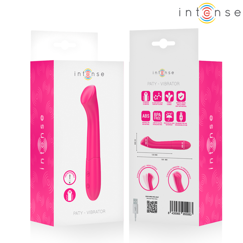 Vibromasseur Paty Flexible 19 cm 10 Vibrations Rose - Intense